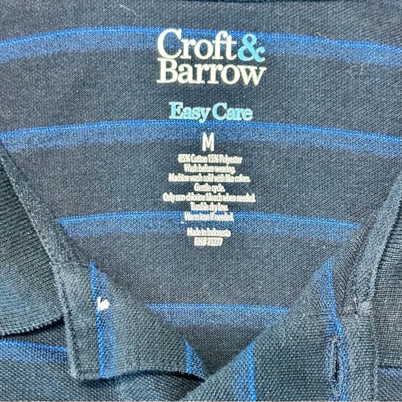 Croft & Barrow Blue Striped Pique Polo – Classic Fall Comfort | Size Medium - Picture 2 of 3